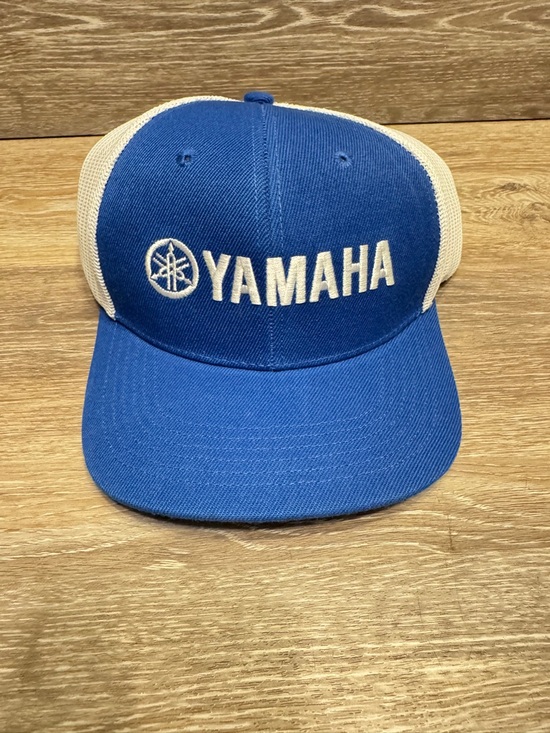 YAMAHA Blue White Trucker Hat Adjustable Logo Cap Motorcycle ATV Marine SnapBack